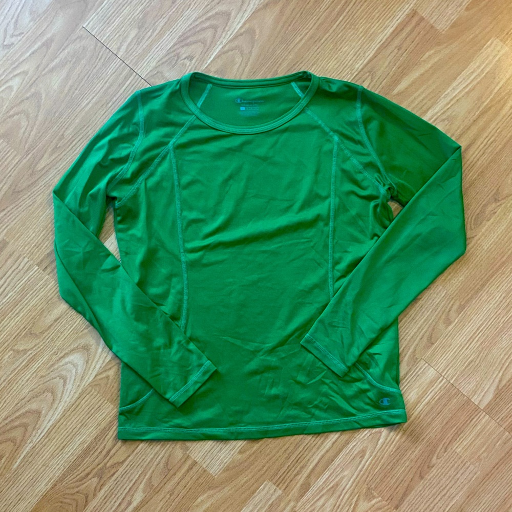 THERMAL Bright Greenn Champion Long Sleeve Shirt - Size L, fits like a M